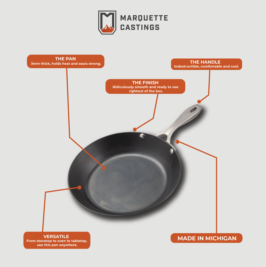 10.75 Carbon Steel Skillet – Marquette Castings