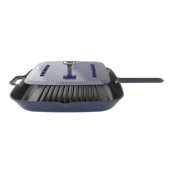 11 in Enameled Cast-Iron Series 1000 Grill Pan with Press