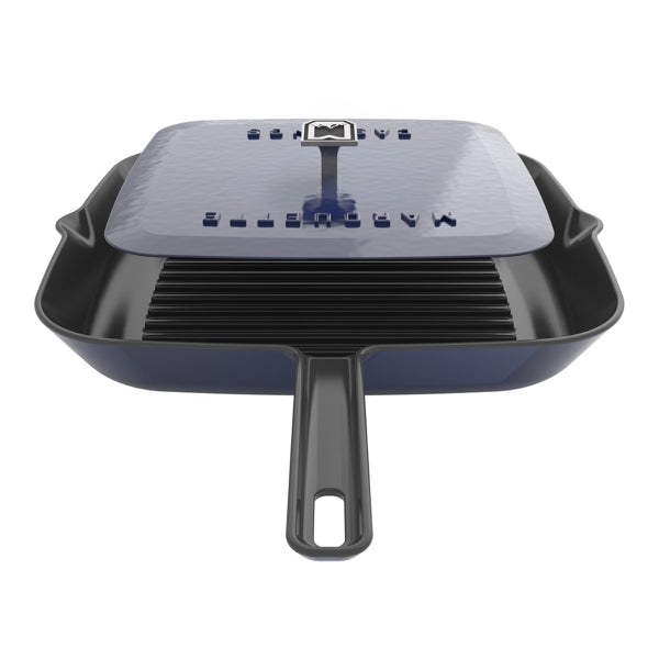 11 in Enameled Cast-Iron Series 1000 Grill Pan with Press